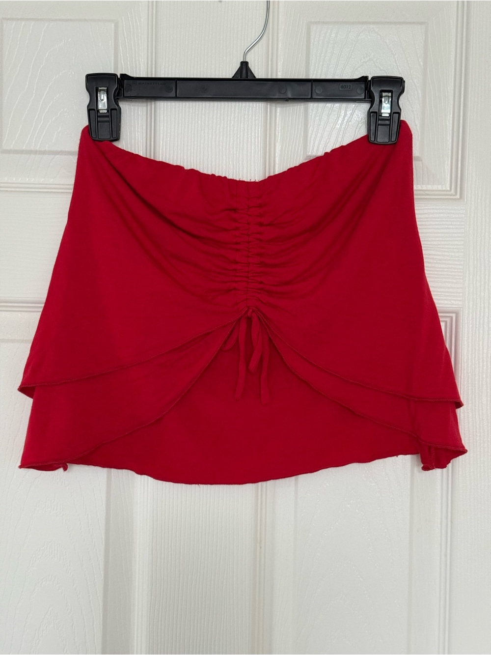 gaze Red Ruched Layered Crop Tube Top